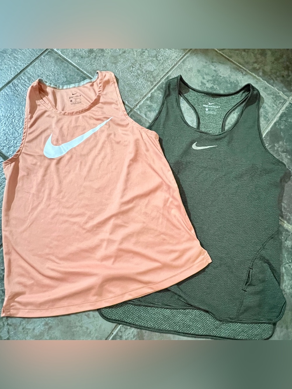 Nike Women’s Tank Tops — Peach & army green Racerback Duo